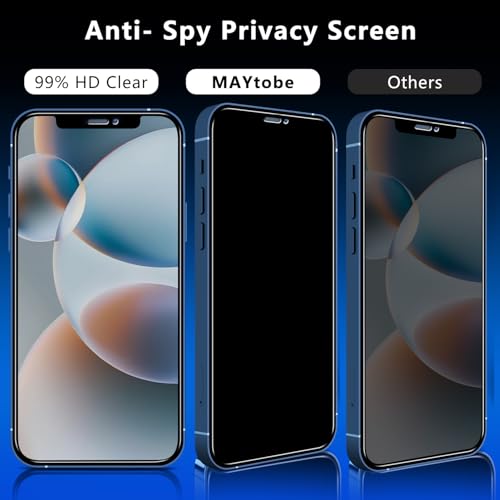Image of MAYtobe [2+2 Pack Designed for iPhone 12 Pro Privacy Screen Protector, Privacy Tempered Film with Camera Lens Protector for iPhone 12 Pro, No Bubbles, Anti Scratch, Easy to Install