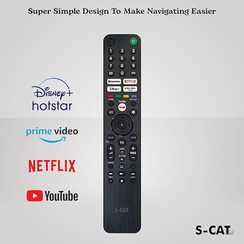 Image of S-CAT Compatible with All Sony Smart Android 4k Google TV Remote Control Without Voice Command with 4 OTT Hotkeys (in case of Any Issues, Contact Customer Care)