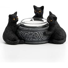 Veronese Design 2 Inch Black Cats Candle Tea Light Holder Resin Hand Painted Figurine