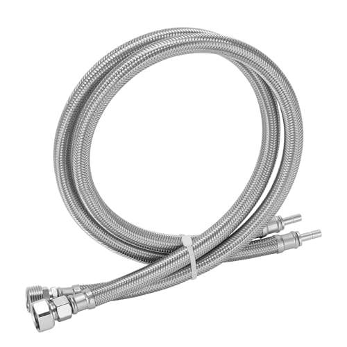 Solimeta Push-To-Connect Stainless Steel Hose Kit for Under Sink Water Filter, 3/8" Male/Female with 1/2" Adapters, 2.5FT by Solimeta - Used condition - US$16.12
