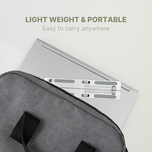 Image of Geonix Trek T3 Aluminium Ergonomic Laptop Stand | 7 Angles Adjustable Tabletop | Anti Slip Rubber Pads | Foldable | Compatible with Laptops Upto 17 inch (Silver)