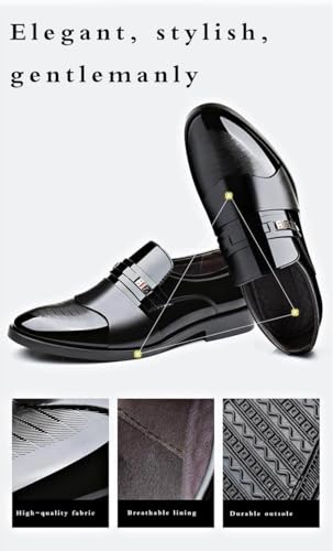 Men's Business Casual Loafers Patent Leather Slip On Dress Tuxedo Shoes3