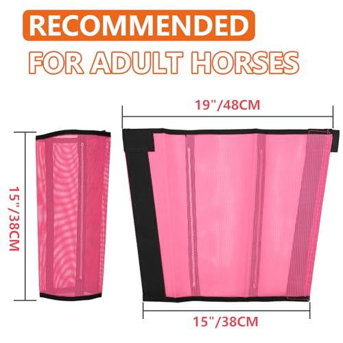 Image of Set of 8 Breathable Mesh Horse Boots Mesh Fly Boots for Horse Loose Fitting Horse Fly Boots for Non-Slip Reduce-Stomping Preventing Flies and Mosquitoes Bites (Pink and Blue)