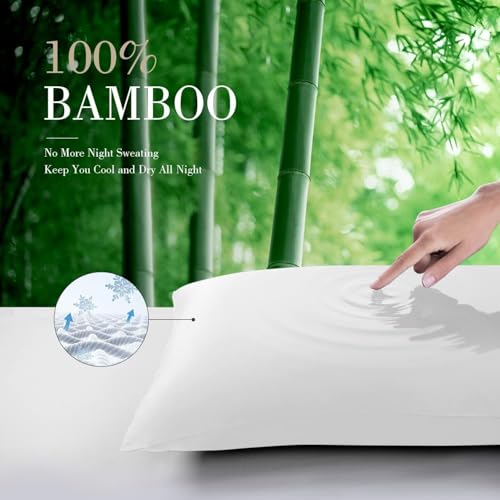 Image of Mush Bamboo Pillow Cover Set of 2 | 100% Bamboo Pillow Cover for Hair and Skin | 250 TC | Breathable, Silky Soft and Envelope Pillowcases | 17 inchx27 inch (250 TC, White)