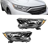 Thomletha Driver Side and Passenger Side Headlights Assembly Halogen Replacement for Honda CRV 2017-2022 Housing Chrome Lamp LH RH 2PCS 33150-TLA-A01 33100-TLA-A01