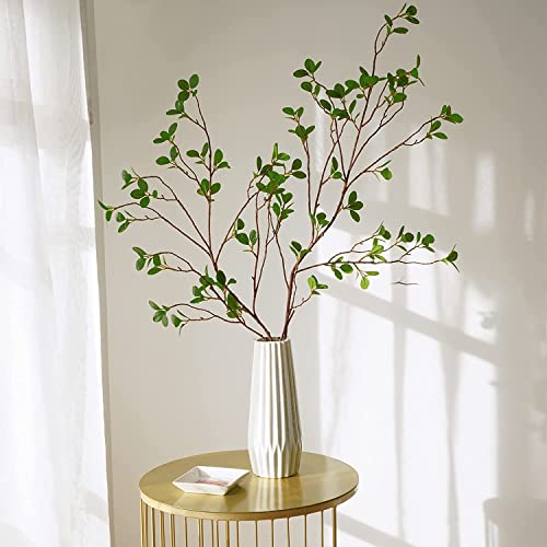 Hamore 3 Pcs Artificial Ficus Branches, 31'' Faux Silky Ficus Tree Twig Green Branches, Artificial Greenery Stems, Artificial Eucalyptus Branches Plants For Home, Wedding, Party, Banquet, Office Decor #TOP2