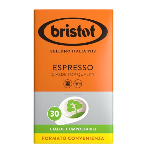 Bristot ESE Paper Coffee Pods – Italian Medium Roast Espresso – 30 Count – Easy Serve Espresso Pods Compatible with ESE Machines