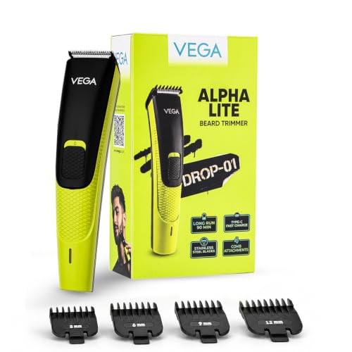 VEGA Alpha Lite Beard Trimmer, Self-Sharpening, 4 Attachments - Image 2