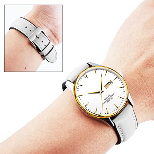 Image of BINLUN Leather Silicone Watch Bands 14mm 16mm 18mm 19mm 20mm 21mm 22mm Quick Release Breathable Micro-Perforated Leather Silicone-Lined Hybrid Watch Straps Silver /Black /Gold Buckle Men Women