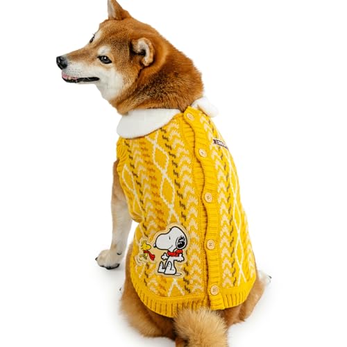 ペットパラダイス スヌーピー 犬 服 冬 トップス ベスト ハグ ニット 黄 イエロー 小型犬 M 犬服 犬の服 ペット服 ドッグウェア 背中開き 着せやすい 保温 暖かい 防寒 防寒対策 【国内直営店74店舗展開2025/8/1時点】 注目