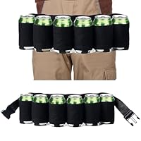 Biergürtel Bierhalter mit 6 Flaschenhaltern Oxford-Stoff Bierhalter Gürtel Verstellbar Portable Trinker Gürtel mit Schnellverschluss Praktisch für Festivals, Camping und Outdoor-Partys (Schwarz)