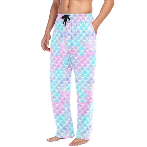 Mermaid Tail Men's Pajamas Pants Cotton Sleep Bottoms Pants Lounge Sleepwear - S4