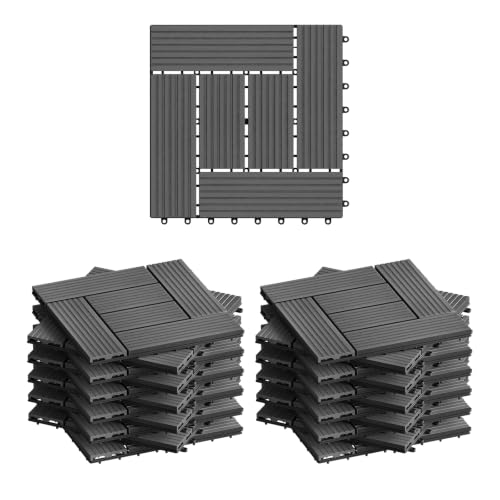 WOLTU 22 x Pavimentazione Esterna WPC ad Incastro 30x30cm,Grigio