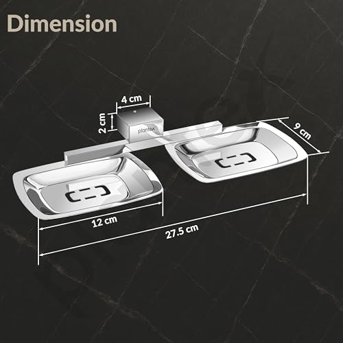 Image of Plantex 304 Grade Stainless Steel Double Soap Dish for Bathroom /Soap Case /Soap Stand /Soap Holder /Bathroom Accessories - Pack of 1 (Tesla, Chrome)