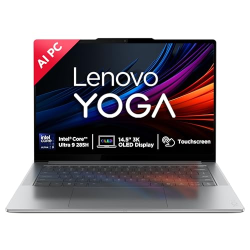Image of Lenovo Yoga Pro 7 Aura Edition, Intel Evo Core Ultra 9 285H, 32GB RAM, 1TB SSD, 3K OLED, Copilot+ PC, 14.5 inch /36.8cm, Touchscreen, Win 11, Office 24, AI Now, Grey, 1.5Kg, 83KF001LIN, AI Powered Laptop