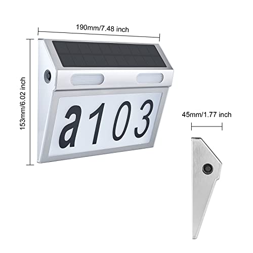 Creahappy Placa de endereço solar iluminada com luz solar para números de casa, à prova d'água, mon