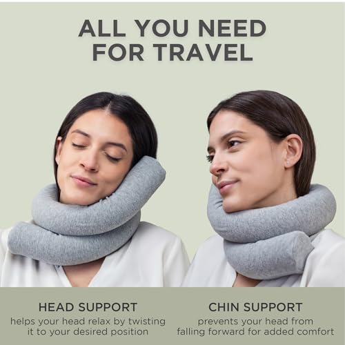 Image of Dot&Dot Twist Memory Foam Travel Pillow for Neck, Chin, Lumbar and Leg Support - Neck Pillows for Sleeping Travel Airplane - Adjustable, Bendable Roll Pillow (Blush, One Size)