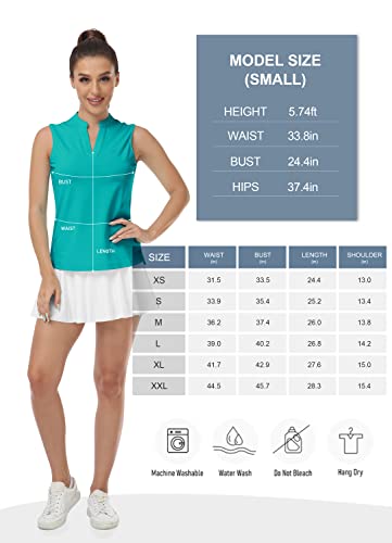 Jinshi Women’s Sleeveless Golf Shirts V Neck Sports Polo Shirts Athletic Workout Tops Shirts Lake Green Large #TOP6