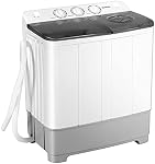 Giantex Portable Washing Machine, 2 in 1 Laundry Washer and Dryer Combo, 22lbs Capacity 13.2 lbs Washing 8.8 lbs Spinning, w/Timer Control, Built-in Drain Pump, Dorm Apartment Semi-Automatic Twin Tub Mini Washer