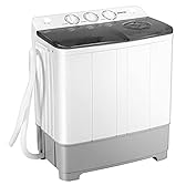 Giantex Portable Washing Machine, 2 in 1 Laundry Washer and Dryer Combo, 22lbs Capacity 13.2 lbs Washing 8.8 lbs Spinning, w/Timer Control, Built-in Drain Pump, Dorm Apartment Semi-Automatic Twin Tub Mini Washer