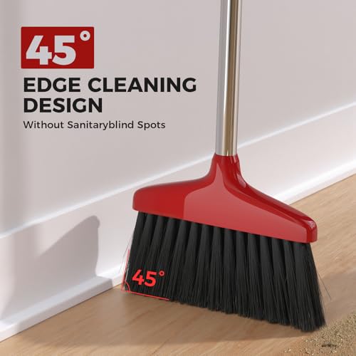 Image of Handy Broom 2Pack, Indoor /Outdoor Brooms, Duty Kitchen Broom, for Home Garage Kitchen Office Courtyard Lobby Patio Lawn Concrete (2, Red)