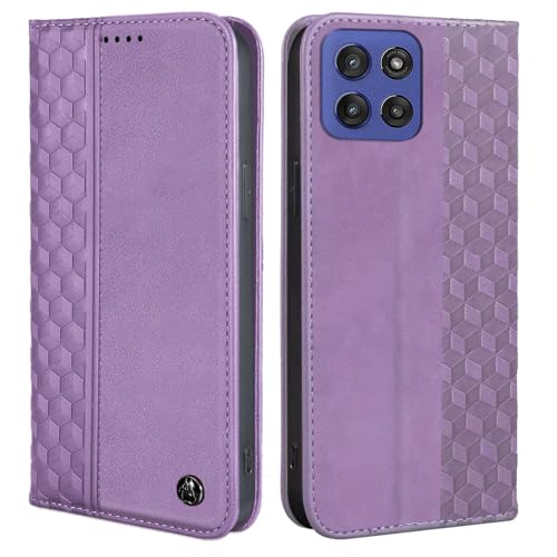 Image of Wallet Case for Motorola Moto G 5G 2025 6.6 inch - PU Leather Flip Cover with Card Holder Slots, Strong Magnetic Folio Kickstand Phone Case, Purple