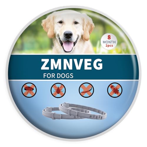 2 Collares antiparasitarios para Perros de más de 8 kg, Elimina pulgas, garrapatas, piojos y Protege del Riesgo de transmisión, hasta 8 Meses, Talla 65cm