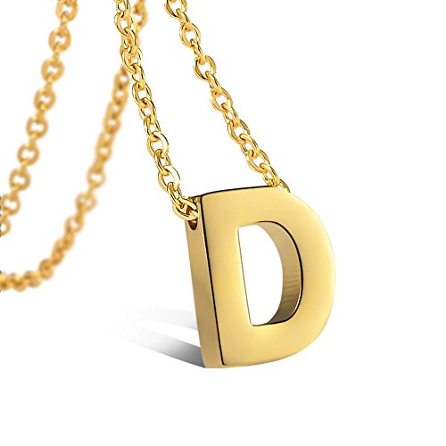 Tarsus D Initial Letter Necklace 14K Gold Plated Tiny Monogram Alphabet Script Pendant