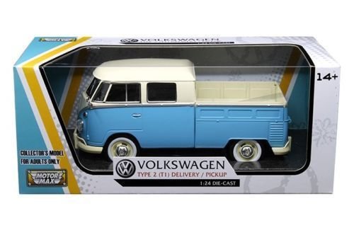 Motor Max 1:24 W/B Volkswagen Type 2 (T1) Pickup 2-Tone MJ Exclusive Diecast Vehicle, Cream/Blue