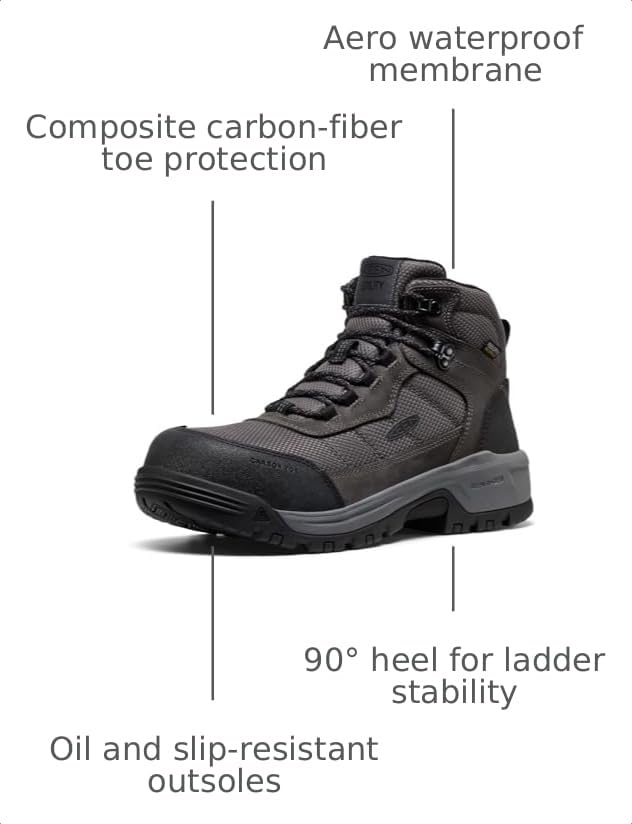 Image of KEEN Utility Men's Skokie Hiker Style Mid Height Composite Toe 90 Degree Waterproof Work Boots