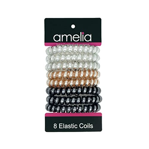 Amelia Beauty Products 8 Large Smooth Sparkly Elastic Hair Coils, ...