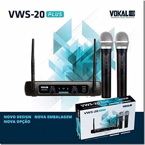Microfone Sem Fio Duplo Vokal VWS 20 Plus