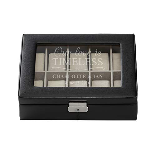 Let's Make Memories Personalized Love is Timeless Watch Box - Customized Watch Box - Jewelry Box for Watch Collectors - Black - 10"L x 8"W x 3 3/4"H