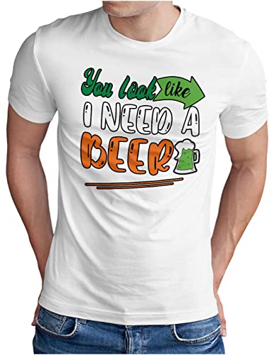 T-shirt Saint-Patrick homme inscription humoristique Happy St Pattys tissu blanc S à 5XL
