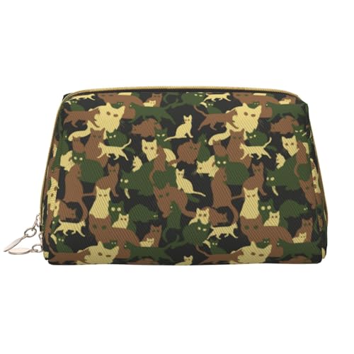 Bolsa de maquillaje de cuero, bolsa de maquillaje de camuflaje verde, bolsa de aseo de viaje para mujeres, bolsa de maquillaje, organizador de bolsa de maquillaje de gran capacidad, bonita bolsa de