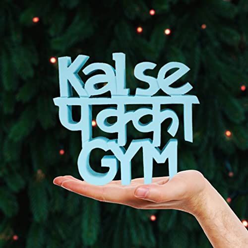 Image of NUKKAD TALES Kal Se Pakka Gym Blue Quirky Showpiece Home Decor Items Decorative Items for Book Shelf Birthday Gift Items Gift for Lazy People (6 x 5.40 inch)