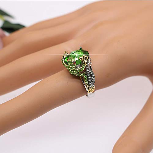Hsqyj Green Crystal Frog Cocktail Ring Cubic Zirconia Pearl Cute Animal Stacking Rings Jewelry Rhinestone Statement Rings For Women Girl (Green Crystal, 7) #TOP2