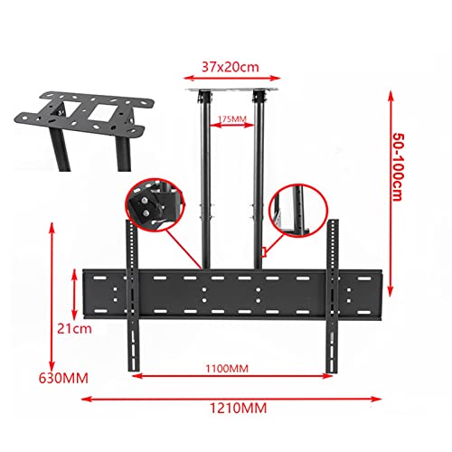 Support TV plafond réglable grand écran compatible plafond voûté et plat