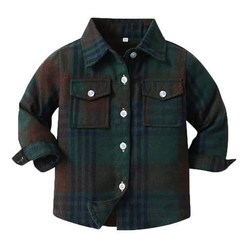 Casual Warm Coat for Kids Children's Spring Fall Casual Long Sleeved Milled Plaid Shirt Jacket Christmas Coat Tops