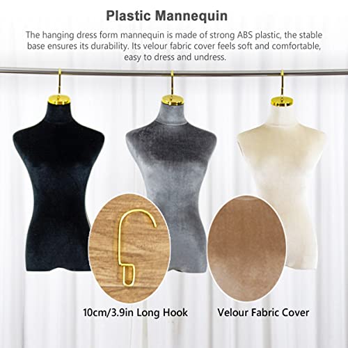 Lightweight Half Dress Form Hanging, Sewing Manikin Body With Soft Fabric Cover, For Store Windows Retail Boutique Store Clothing Display (Color : Beige, Size : M) #TOP3