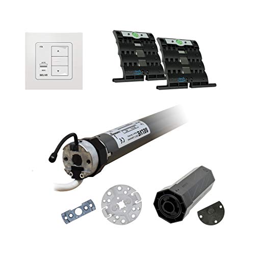 smarotech® Nachrüstset zum Modernisieren von Gurt/Kurbel: smarotech® Montageset SW40 (für 40mm 8-kant-Wellen) inkl. Selve Rollladenmotor SE Pro-COM 1/10 (bis 4,3m²) und Commeo Wall send
