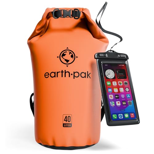 Earth Pak -Waterproof Dry Bag - Roll Top Dry Sack Keeps Gear Dry for Boating, Hiking, Camping and Fishing with Waterproof Phone Case