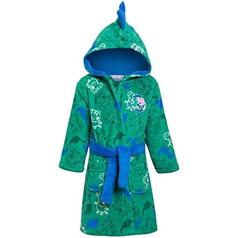 Peppa Pig Boys George Pig Dressing Gown Kids Dino Bathrobe Hooded Fleece House Coat Robe Green 18-24 Months Cover