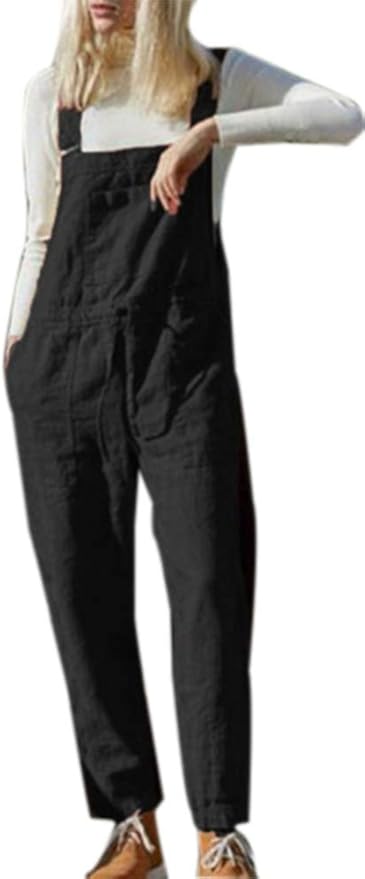 Losse overalls voor dames Baggy band mouwloos jumpsuit Casual playsuit broek Lange broek Tuinbroek,Groen,S