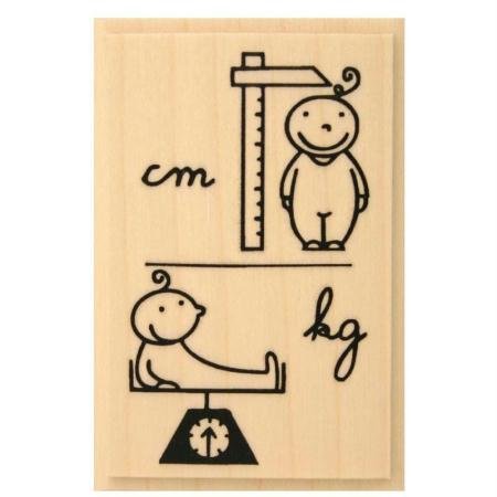 Aladine - Tampon Naissance - Support En bois - Réalisation de Faire Part de Naissance - Scrapbooking et Carterie Créative - Grand Format - Motif Toise et...