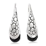 NOVICA Onyx .925 Sterling Silver Drop Hook Earrings 'Midnight Spell'