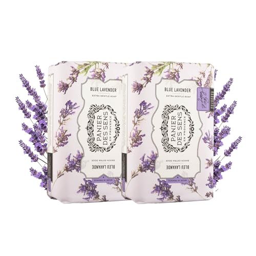 Panier des Sens - Jabón Sólido – Jabón de Manos y Cuerpo Lavanda Azul - Con Aceite de Karité - Cuidado Corporal para Mujeres y Hombres- Natural 97% de Ingredientes Naturales – 2x200g