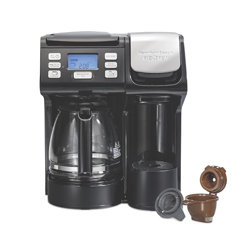 Image of Hamilton Beach FlexBrew Trio 2-Way Coffee Maker, Compatible with K-Cup Pods or Grounds, Combo, Single Serve & Full 12c Pot, Black - Fast Brewing (49902JN) (Renewed)