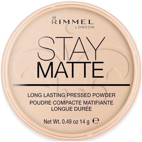 Rimmel Stay Matte puder matujący, utrwalający makijaż, naturalne wykończenie, każdy rodzaj skóry 003 Peach Glow, 14 g
