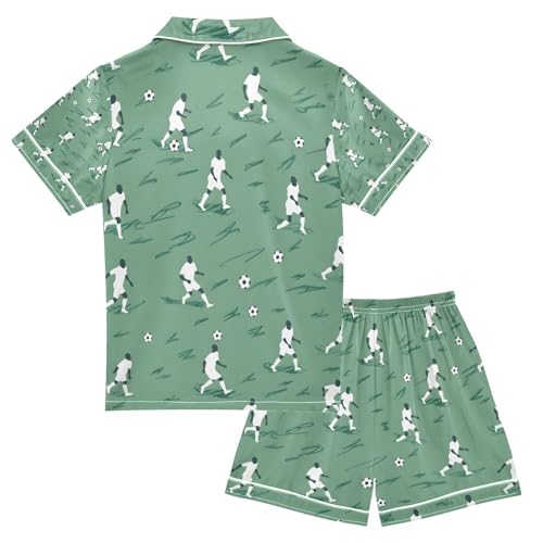 senya Football Player Ball Satin Summer Pajama Sets Silk Short Sleeve Button Down Sleepwear2